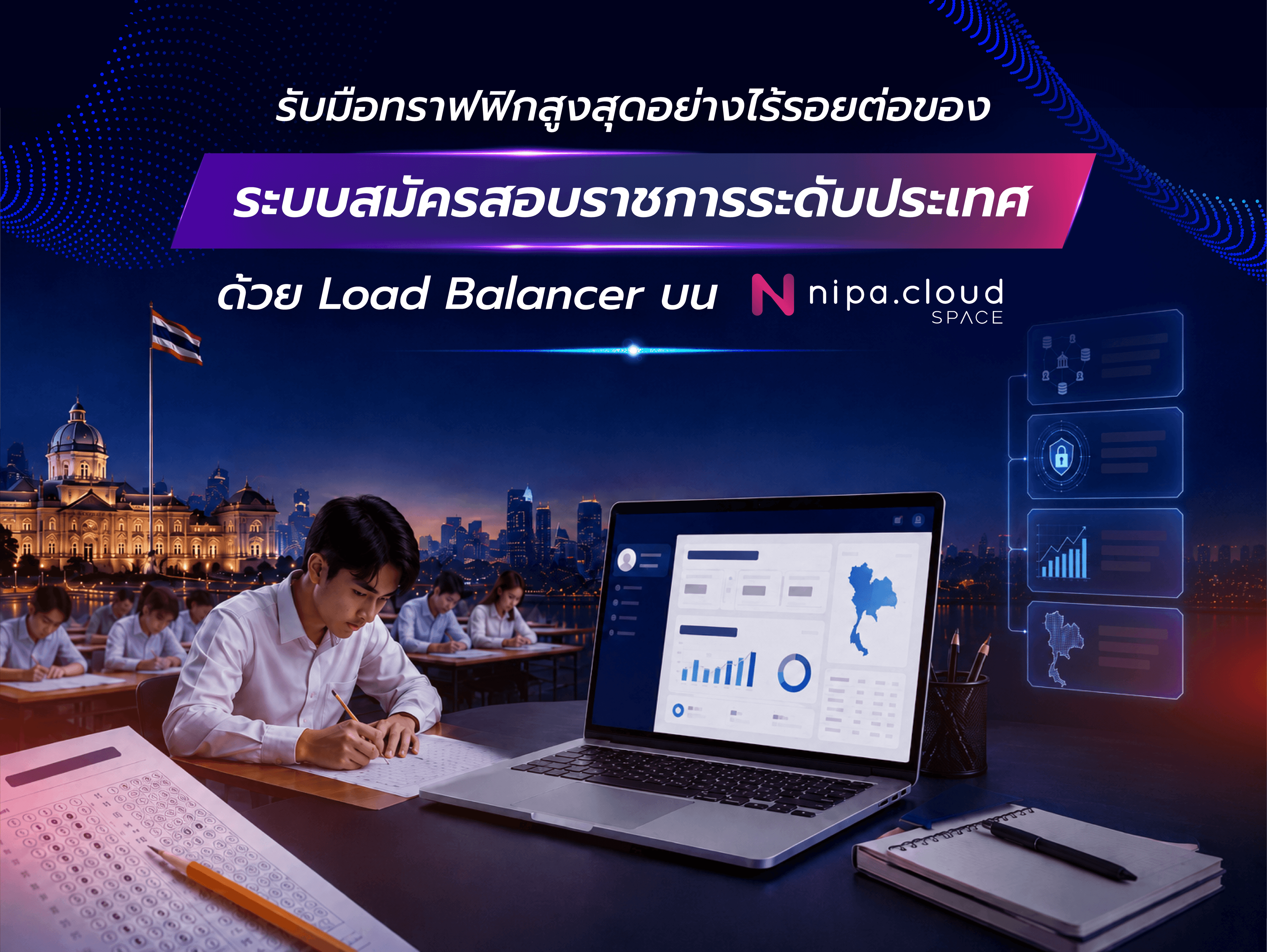 รับมือทราฟฟิกสูงสุดอย่างไร้รอยต่อ ของระบบรับสมัครสอบข้าราชการออนไลน์ระดับประเทศ ด้วย Load Balancer บน Nipa Cloud Space