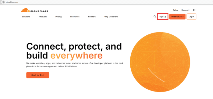 สมัครใช้งาน Cloudflare
