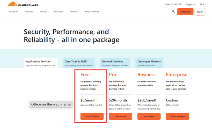 Cloudflare_เลือกเป็น Application Services