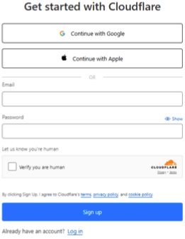 Cloudflare_กรอก Email และ Password 