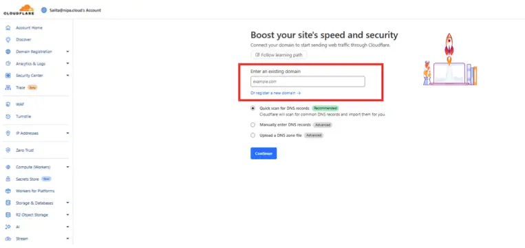 Cloudflare_ใส่ Domain Name
