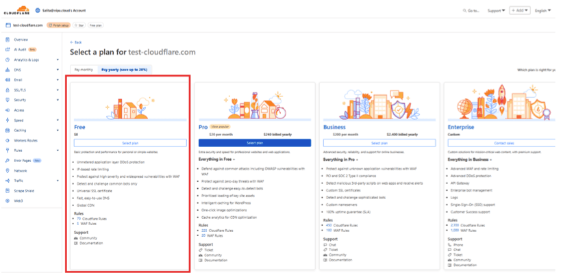 Cloudflare_เลือก Plan 